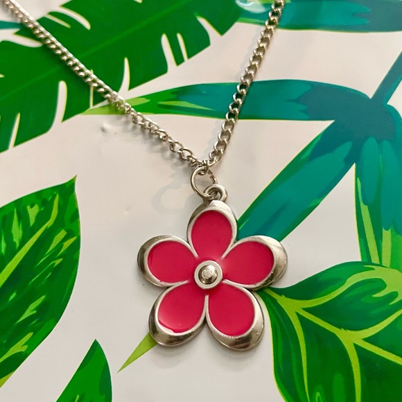 Pink Flower Silver Necklace - Picture 1 of 6